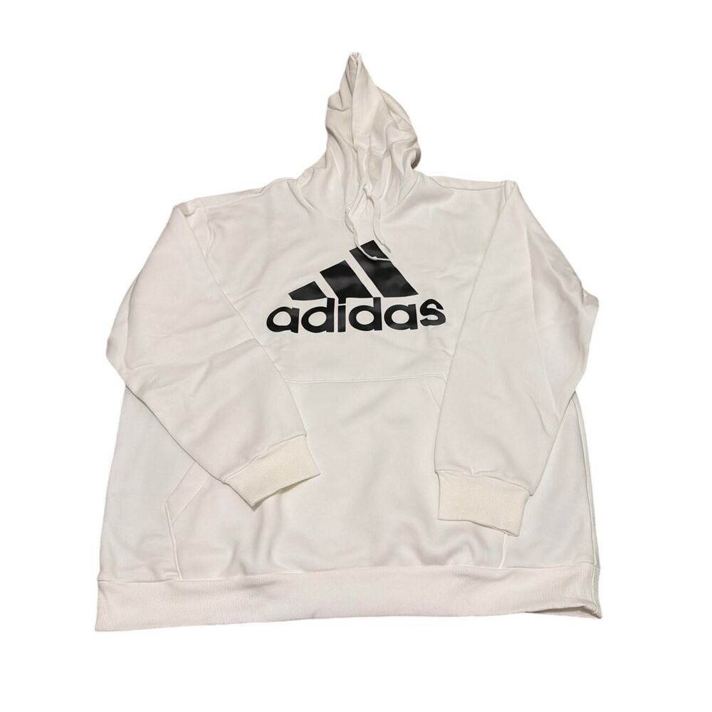 adidas Essentials HL6932  Print French Terry Hoodie White Size Men XL New